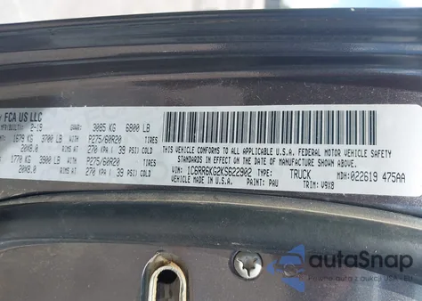 2019 Ram 1500 Classic Express 4X2 5'7 Box z USA, uszkodzony, nr VIN 1C6RR6KG2KS622902